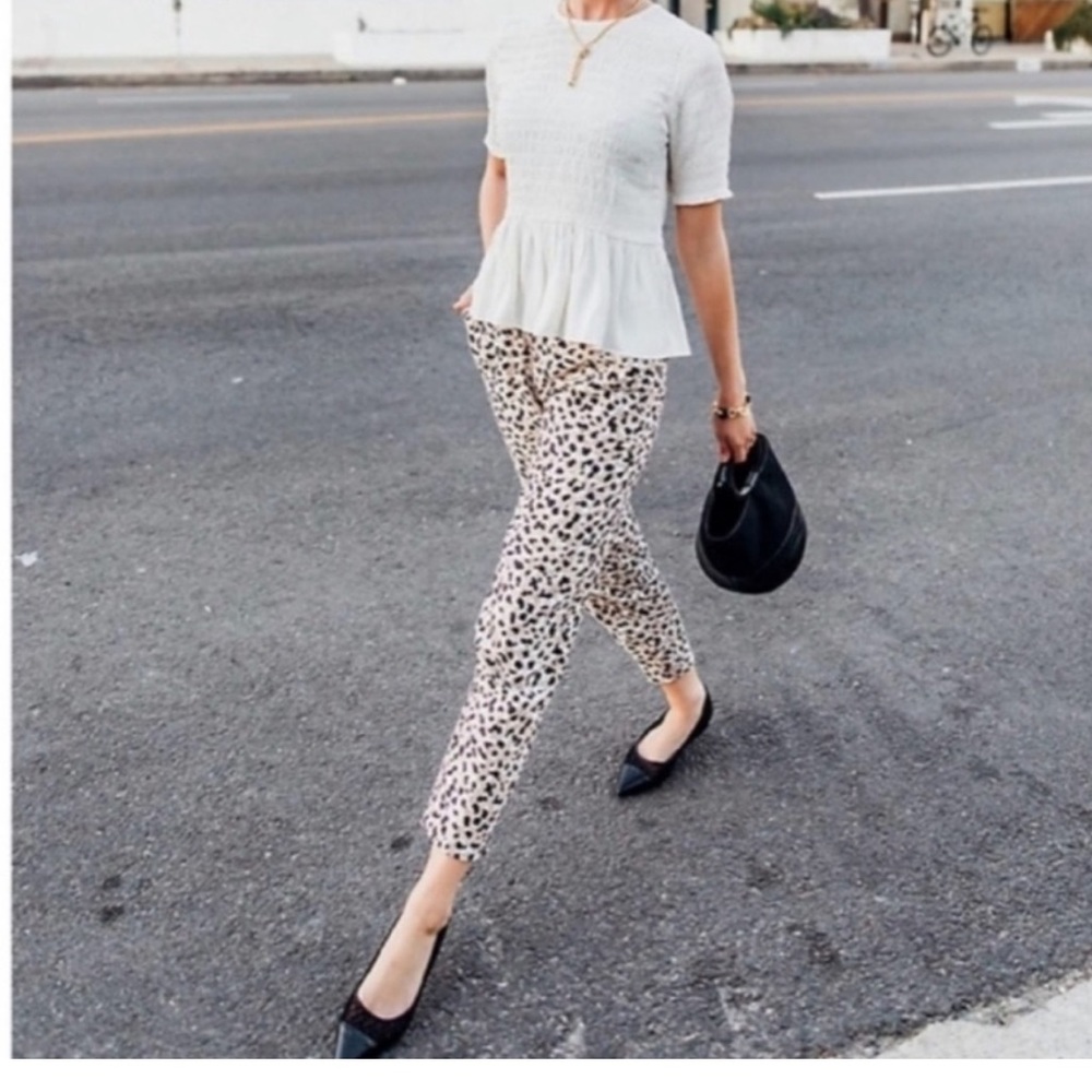 Ann Taylor Cheetah Tailored Paper Bag Pants